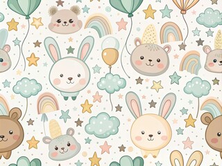 Seamless Pattern for Kids Clothing and Baby Shower Invitations - Fun, Colorful, and Playful Designs for Childrenâ€™s Apparel and Celebrations