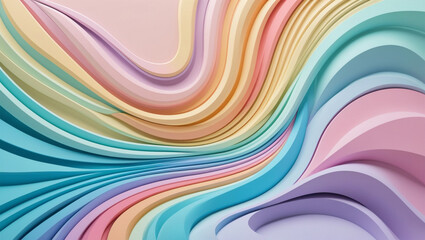 Fototapeta premium Colorful wavy swirly texture Abstract fluid art stily Pastel background 3d Paint Style Light Ethereal environment with cloth Elegant flow of soft pastel waves gradient light smooth edges Elegant flow