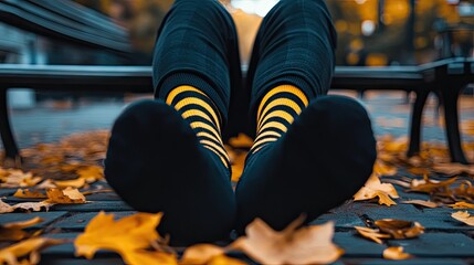 Obraz premium Relaxing in Autumn with Colorful Socks