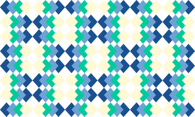 Green beige blue diamond repeat horizontal strip pattern, replete image design for fabric printing, overlap strip block grid