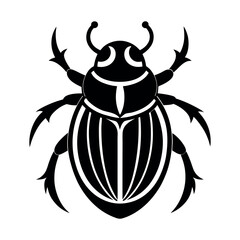 Minimalist Black Beetle Silhouette Illustration for Nature and Insect Art