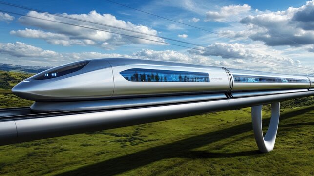Futuristic High-Speed Train in Scenic Landscape