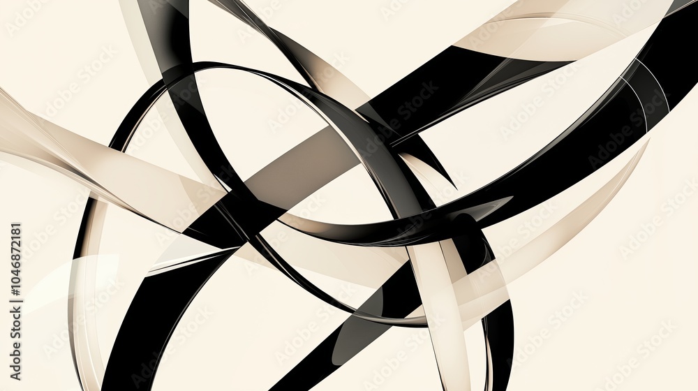 Poster A modern, minimalist design with clean, thin lines intersecting and overlapping on a neutral-colored background