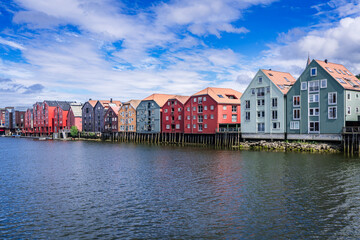 Fototapeta premium Trondheim building on riverside