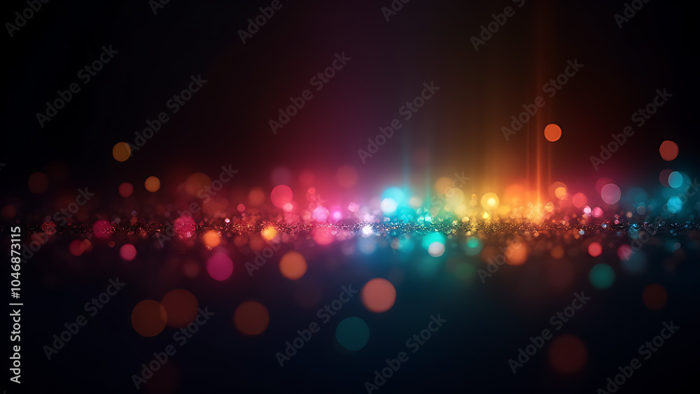 Aufkleber ens flare and colorful rainbow light leaks create abstract bokeh effects on black backgrounds with shining crystals and defocused rainbow colors.