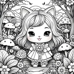Charming Kawaii Doodle for Fun Coloring