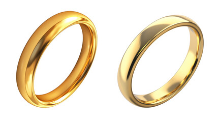 Close-up of a shiny gold ring and platinum wedding band. Perfect for wedding, engagement, and jewelry related themes.