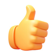 3d thumbs up on transparent background.
