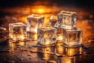 Vintage Style Ice Cubes Isolated on Transparent Background, Perfect for Creative Designs, Food and Beverage Photography, and Visual Merchandising Projects