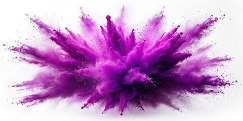 Obraz premium Vintage Style Photography of Vibrant Purple Powder Explosion Against White Backdrop for Colorful and Energetic Display