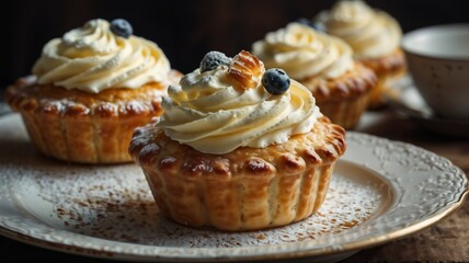 fresh pastry with fresh cream
