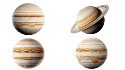 High-resolution images of Jupiter and Saturn showcasing planetary details and ring structures, perfect for educational and scientific use.