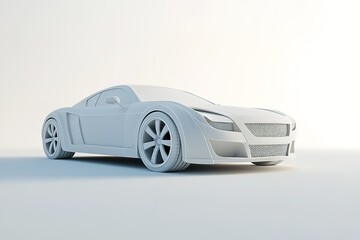 Fototapeta premium White futuristic car concept on plain background