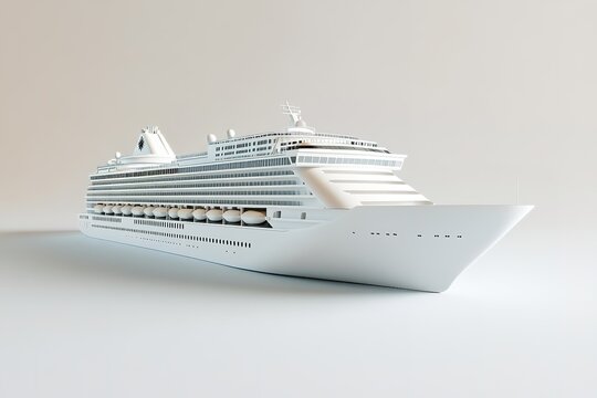 Minimalist cruise ship model on neutral background