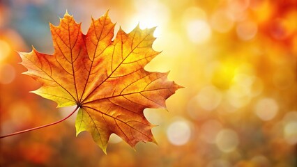 Fototapeta premium Vibrant autumn maple leaves in background with unique tilt angle