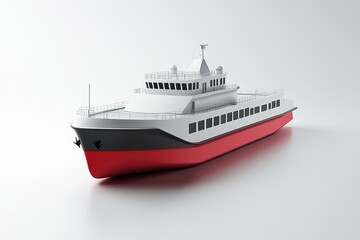 Fototapeta premium Red and white ferry boat on clear background
