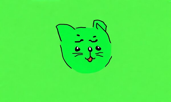 Animation hopeful cat, green screen