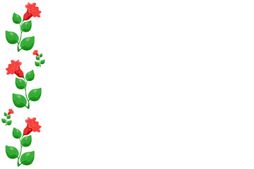 Summer Flowers Frame template design with blank space for text. Cartoonish style Summer Flower border isolated white background. Vector illustration can used greeting card cover print. 