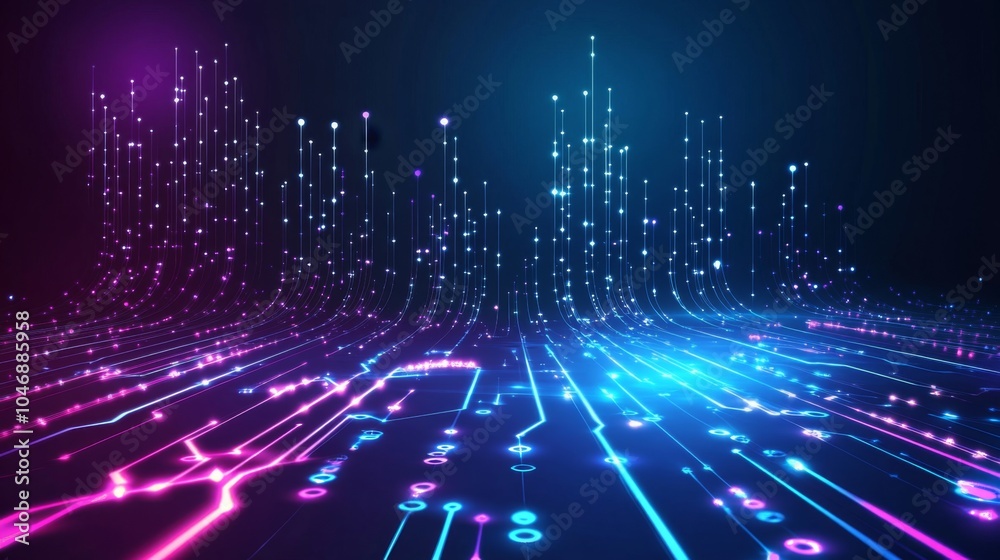 Poster abstract digital technology background with bright lights