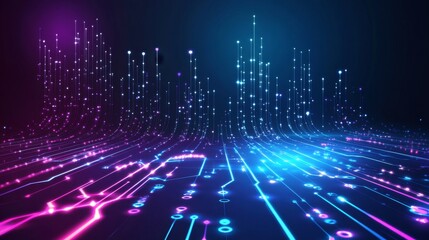Obraz premium Abstract Digital Technology Background with Bright Lights