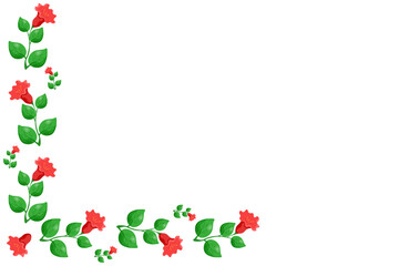 Fototapeta premium Hibiscus Flowers Frame with copy space isolated white background. Summer Flower corner with blank field for inscription. Vector illustration mail decor postcard banner greeting card cover template