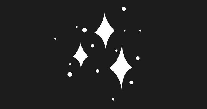 Pulsing stars in cartoon style, blinking starry sky in scribbles style, sketched astronomical elements, transparent background footage