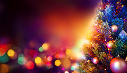 Colorful Christmas tree background with empty space for photos or decoration._1(253)