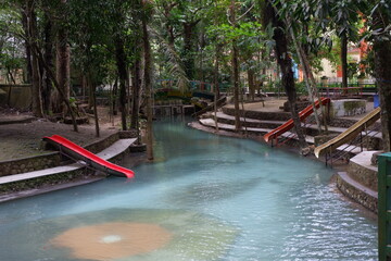 the atmosphere of the river in a tourist spot