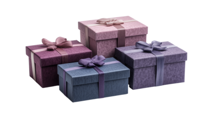 pink and purple gift boxes with ribbons