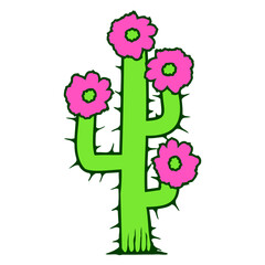 Cactus Plant Prickly Spines Desert Cacti Flowers Garden Plants Nature Lovers Pretty Beautiful Pot Flower Little Comic Hobby Gardeners Love Blooming Meadows Gardening Cute Cool Drawing Comic Cartoon