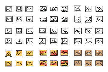 Image icon silhouette bundle in vector style clip art