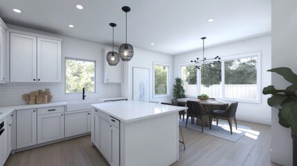 Fototapeta premium Modern Kitchen with Natural Light and Clean Design