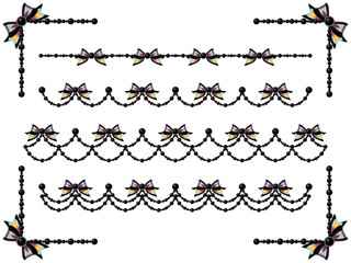 Obraz premium パール、石、リボンFセット、三色9虹濃