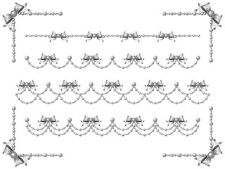 パール、石、リボンFセット、三色2銀