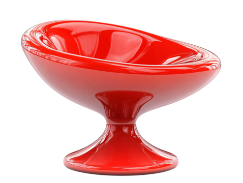 a red oval shaped chair