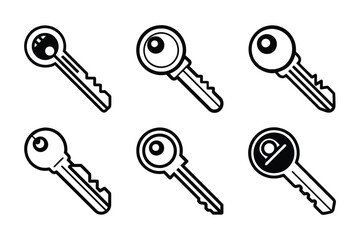 Key icon bundle set in creative silhouette style vector