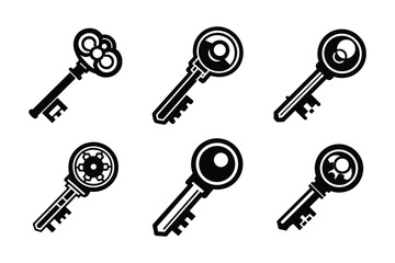 Key icon bundle set in creative silhouette style vector