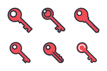 Key icon bundle set in creative silhouette style vector