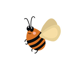 Cartoon bee mascot. A small bees flies. Wasp collection. Vector characters. Incest icon. Template design for invitation, cards. Doodle style