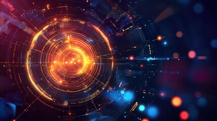 Obraz premium Abstract Glowing Circular Pattern with Blurred Lights