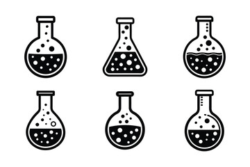 Laboratory Flask icon bundle set in silhouette style vector clip art