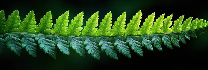 Intricate fern leaf texture, showcasing delicate patterns, vibrant green hues, and the natural beauty of foliage in close detail
