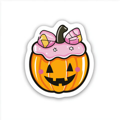 Obraz premium Adorable Halloween candy illustration in a simple style, great for digital stickers and festive designs.