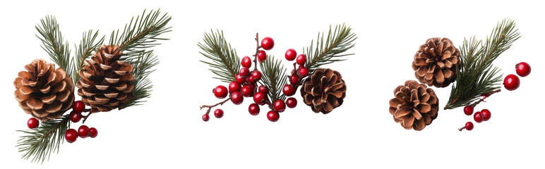 Christmas Decorations with Pinecones and Berries