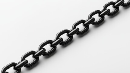 Obraz premium Black metal chain with oval links on a white background