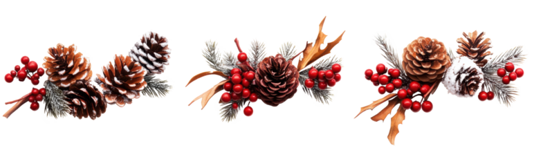 Christmas decorations with pinecones and berries