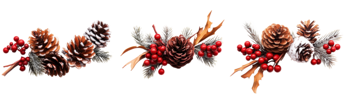 Christmas decorations with pinecones and berries