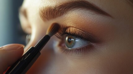 Naklejka premium Close-up of Eye Makeup Application Process