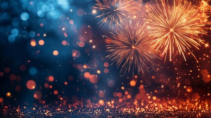 Fototapeta premium A dazzling firework exploding in a sky full of fading sparks, capturing the attention of the entire crowd below