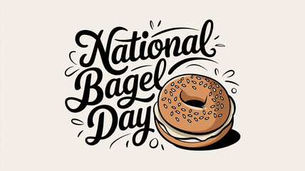 National Bagel Day lettering, party greeting card, calligraphy poster, generative AI